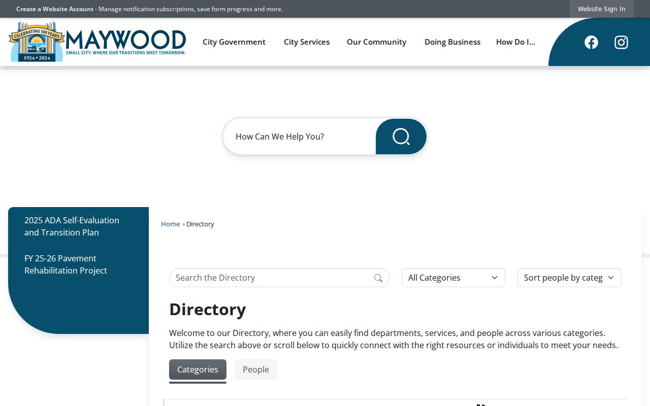 Maywood city directory civic staff directory