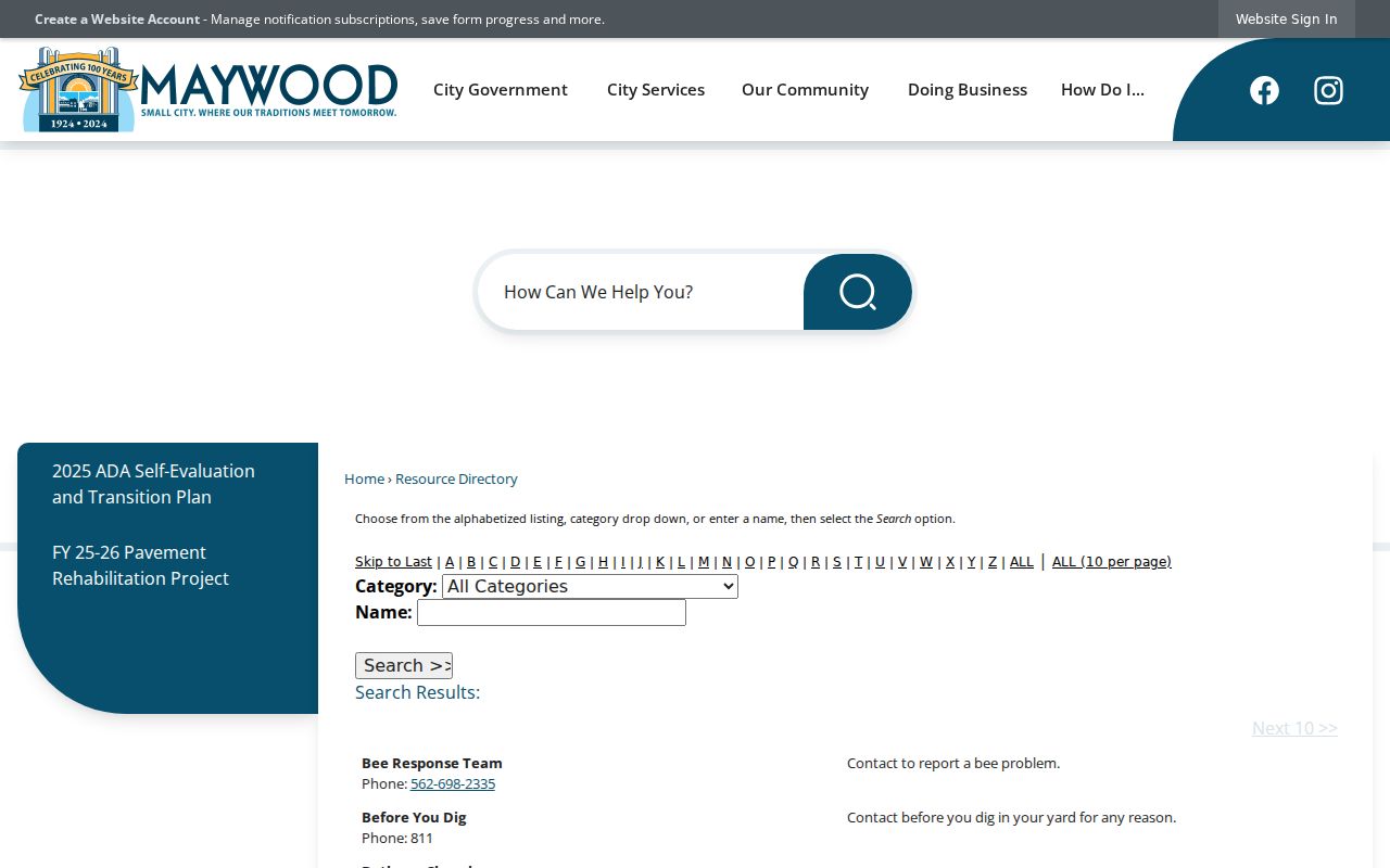 Maywood city directory business directory