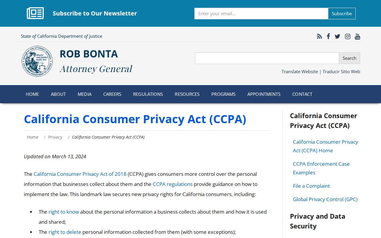 Maywood neighbors California consumer privacy guidance