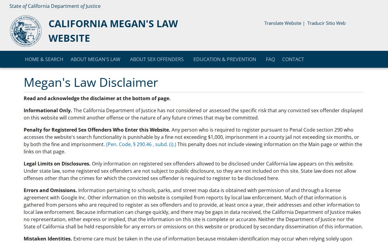 Maywood resident lookup California Megan's Law search