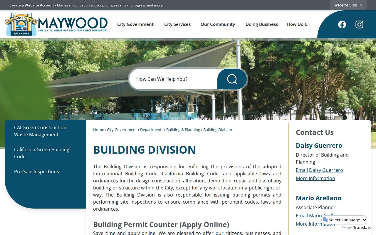 Maywood street directory building permits and inspections