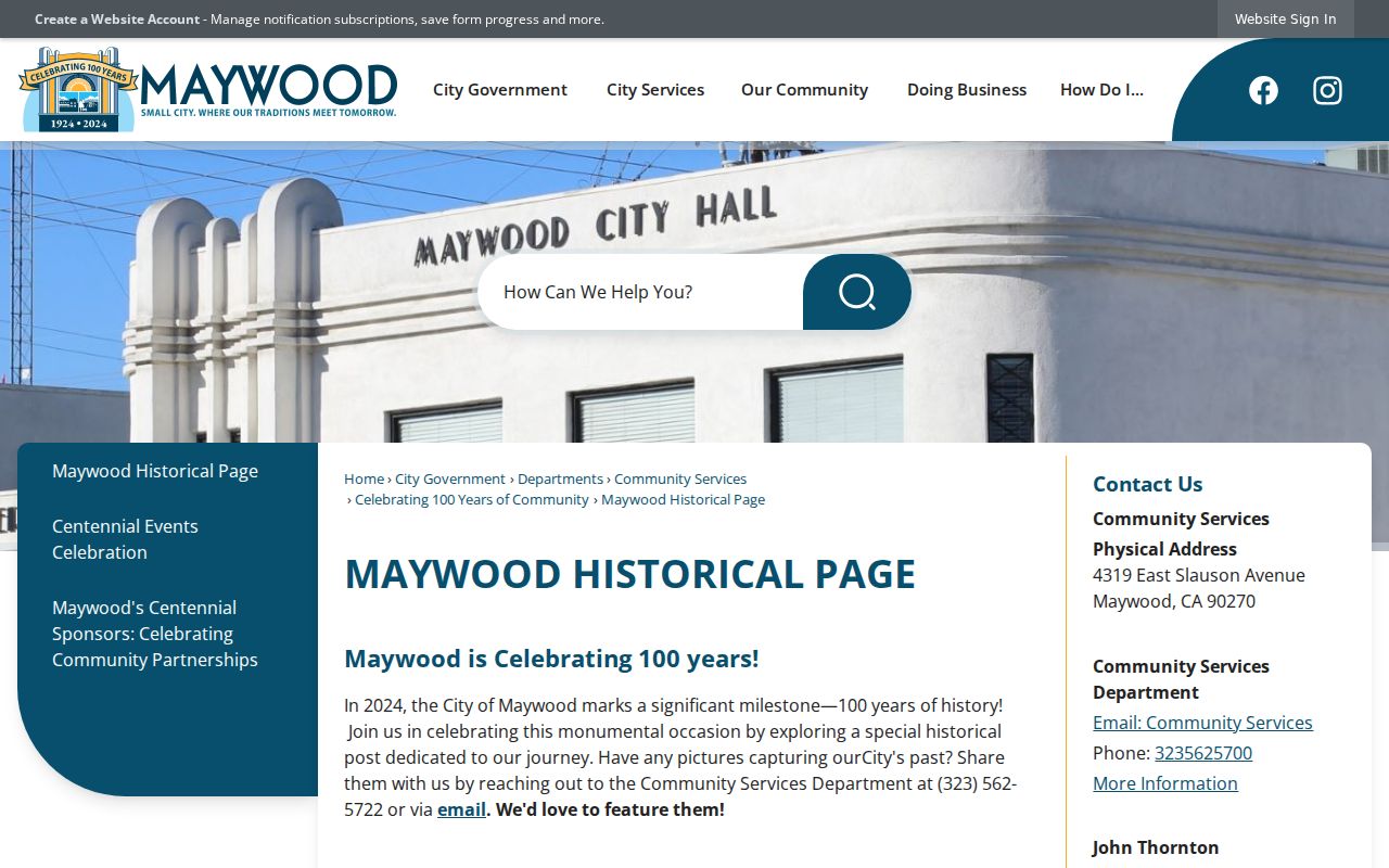 Maywood ZIP code directory centennial history